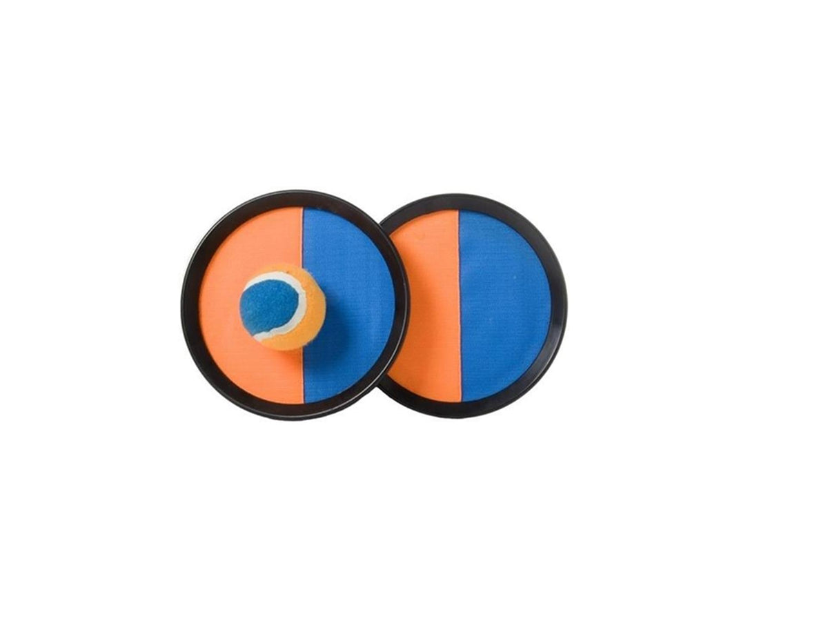 Set catchball Engelhart arancione blu – Palla in velcro 19 cm – Gioco da spiaggia all'aperto – Gioco di reazione per bambini e adulti –