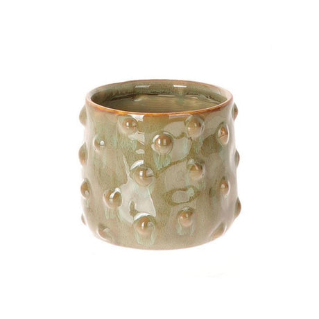 Hbx vaso da fiori natural living bozzola ø11,5xh11cm verde oliva