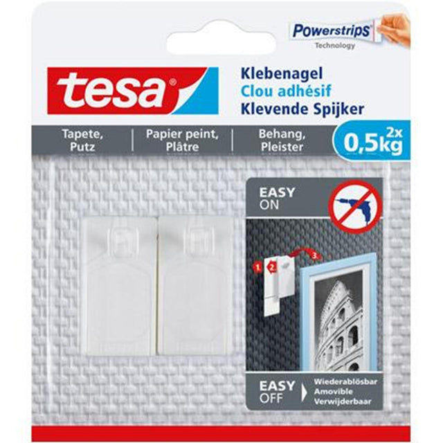 Chiodo Tesa per intonaco da parati 0,5 kg - 2 pezzi - nessun residuo - superfici delicate