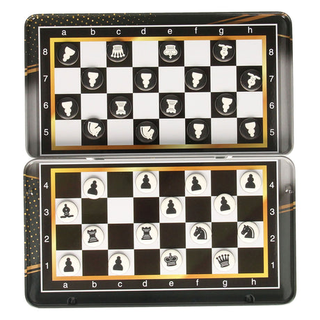 Gioco di scacchi magnetico in scatola di latta