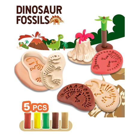 Kleiset dinosaurus fossielen - 5 kleuren klei