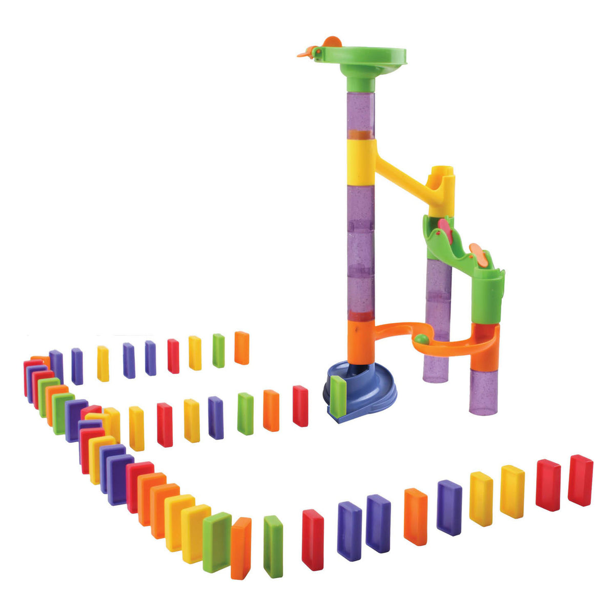 Set domino con pista per biglie, 79 pezzi.