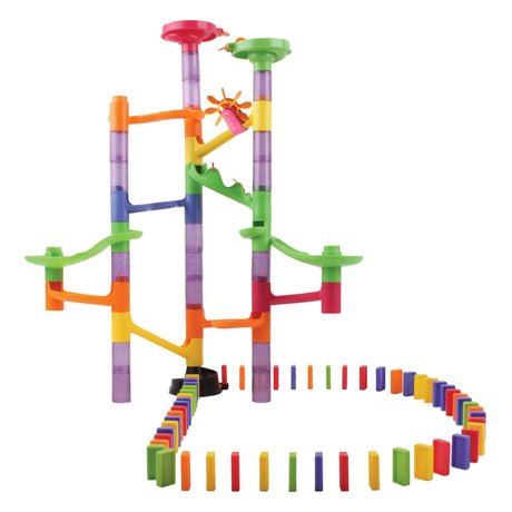 Set domino con pista per biglie, 100 pezzi.
