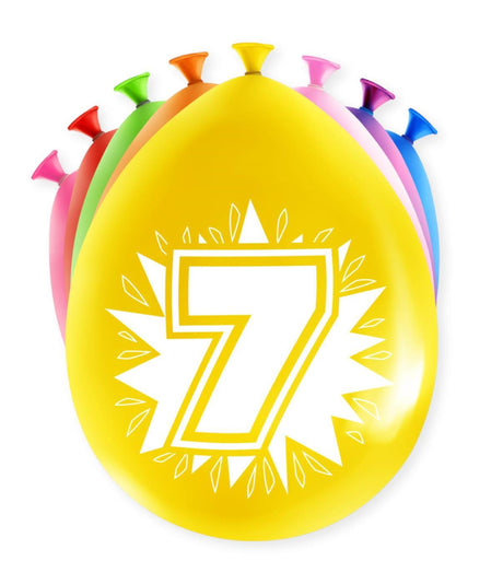 Paperdreams happy party ballonnen - 7 jaar - pak a 8 stuks latex