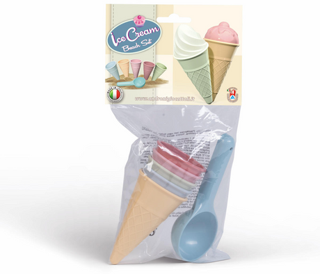 Stampi per sabbia gelato Androni con paletta, 6 pezzi.