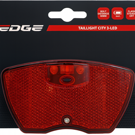 Luce posteriore City con portabordi - 3 LED -80 mm - batterie incluse (sulla scheda)