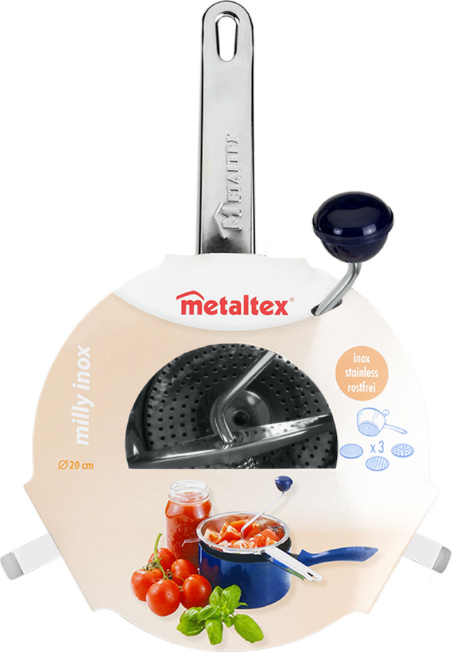 Metaltex milly passaverdura setaccio mescolatore in acciaio inox con 3 inserti 20 cm