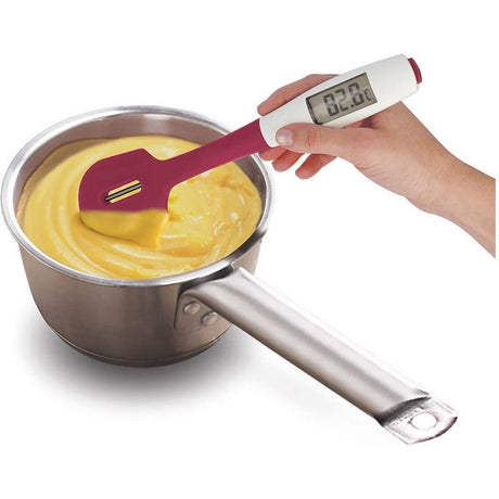 Spatola per dolceforno Metaltex con termometro da cucina in silicone viola bianco