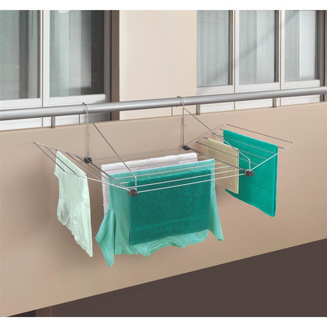 Tomado - stendibiancheria Tilburg - per radiatore, balcone, porta o balaustra - lunghezza di asciugatura 12 metri - appendibile - grigio argento - 5 anni di garanzia