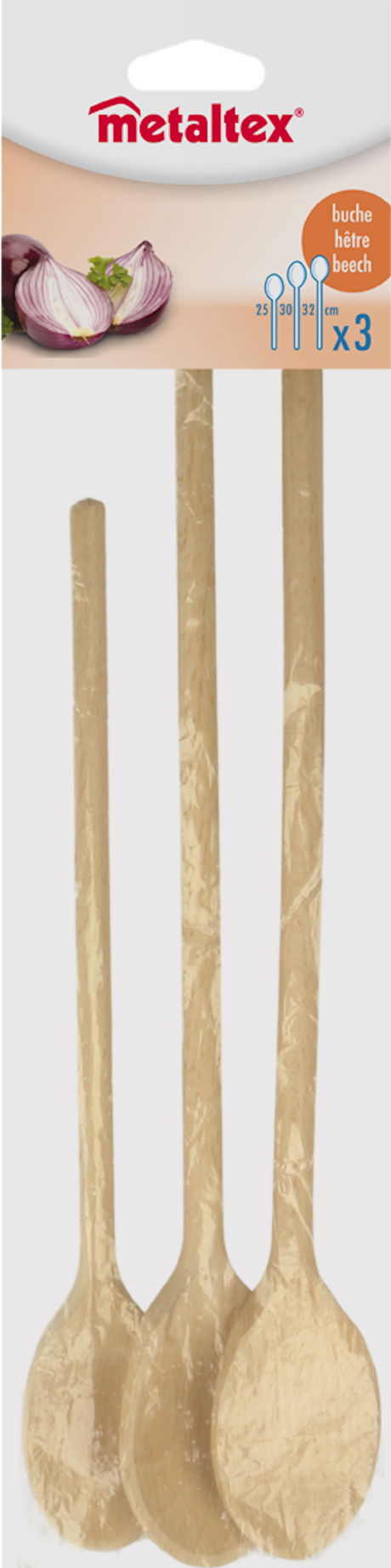 Set mestoli in faggio Metaltex 3 pezzi 25 30 32 cm