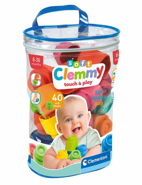 Clementoni baby blocchi clemmy morbidi con custodia - 40pz.