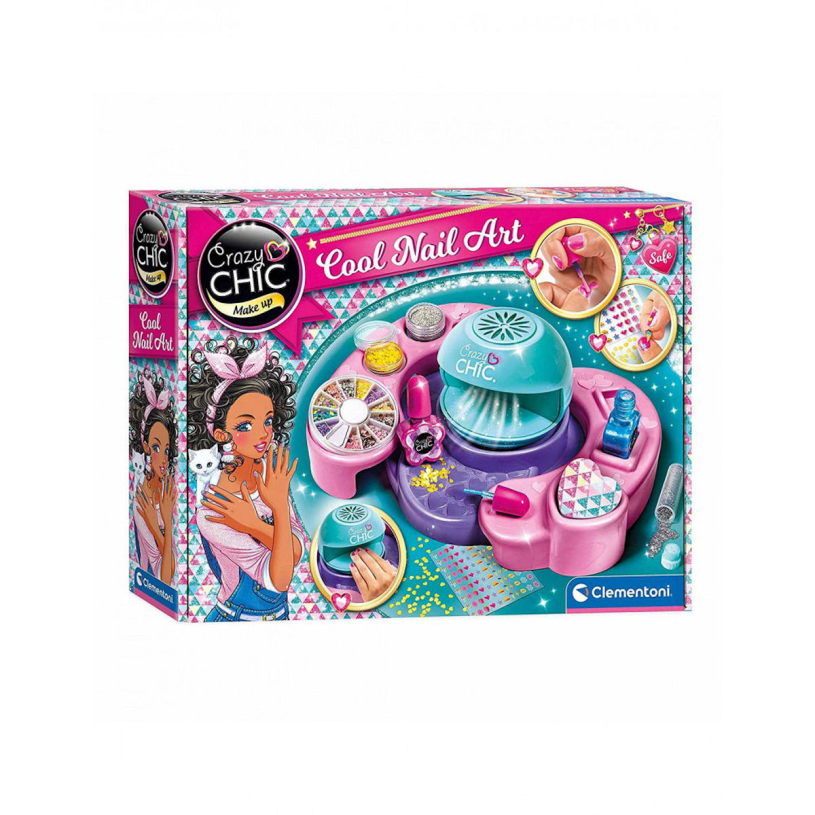 Clementoni Crazy Chic - Nail Studio - Smalto per bambini con lampada asciugante - 12 pezzi - da 12 anni