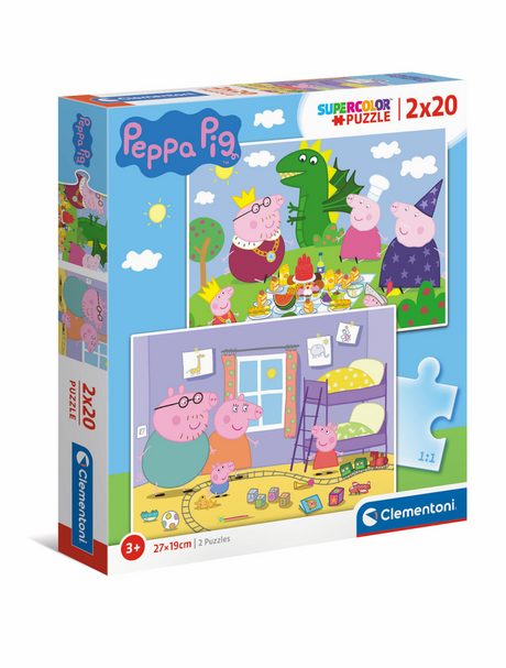 Clementoni - puzzle - 2x20 pezzi - peppa pig - puzzle per bambini - dai 3 anni