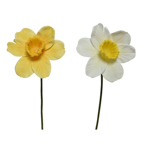 Decoris fiore artificiale narciso poliestere 11x11x39 cm giallo bianco 2 assortiti