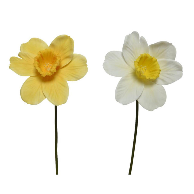 Decoris fiore artificiale narciso poliestere 11x11x39 cm giallo bianco 2 assortiti
