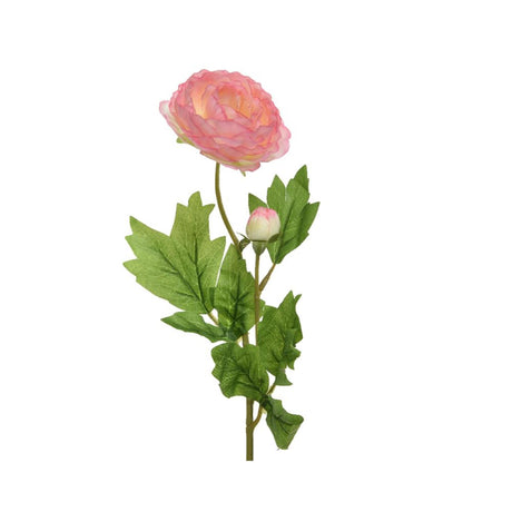 Decoris fiore artificiale ranuncolo con bocciolo in poliestere 8x10x57 cm rosa tenue