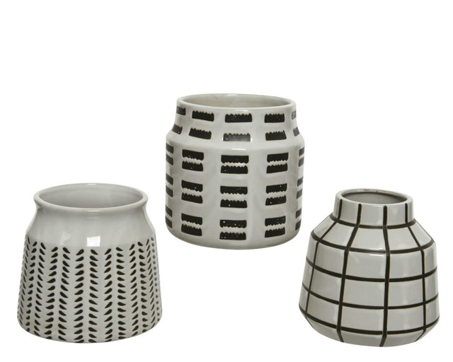 Vaso Decoris in porcellana ã˜14-h15cm bianco nero