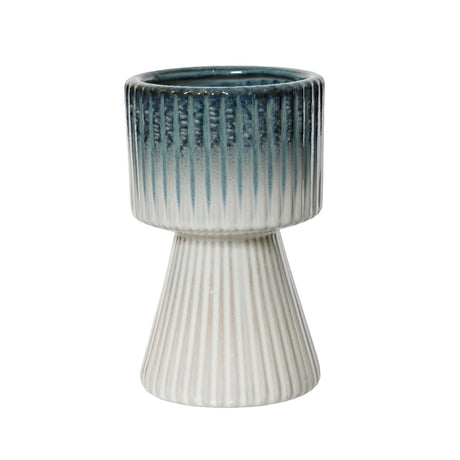 Vaso da fiori Decoris in ceramica ø12x9,5cm blu bianco