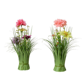Decoris bouquet in erba con fiori colorati h30cm