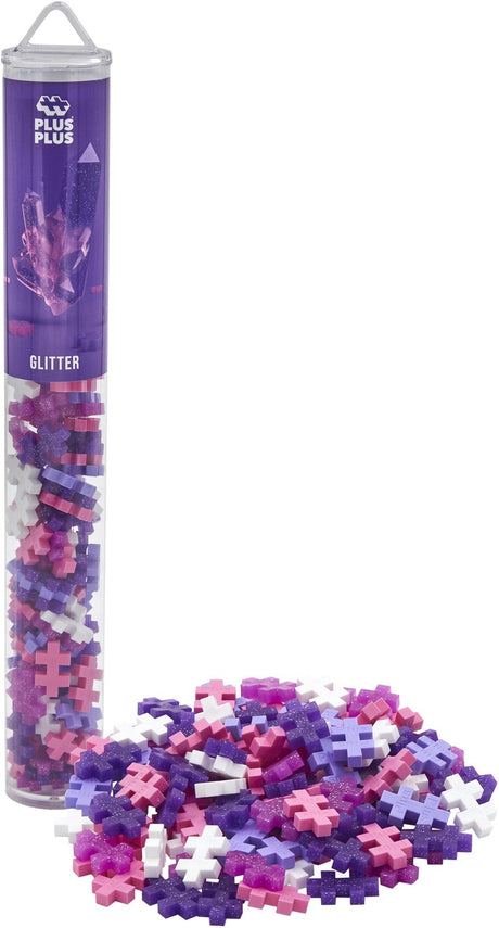 Plus-plus tubo glitter set da costruzione da 100 pezzi - 4244 - giocattoli da costruzione - giocattoli da costruzione - set con blocchi da costruzione - da 5 anni