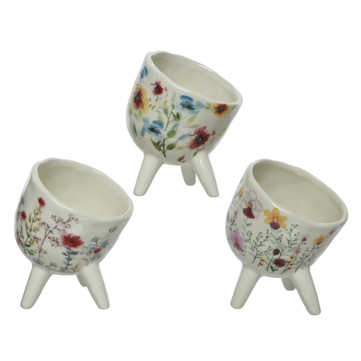 Vaso da fiori Decoris disegno floreale in dolomite 10x11,4x13,5 cm 3 disegni assortiti