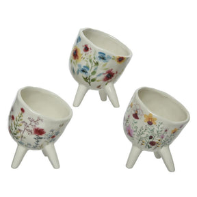 Vaso da fiori Decoris disegno floreale in dolomite 10x11,4x13,5 cm 3 disegni assortiti