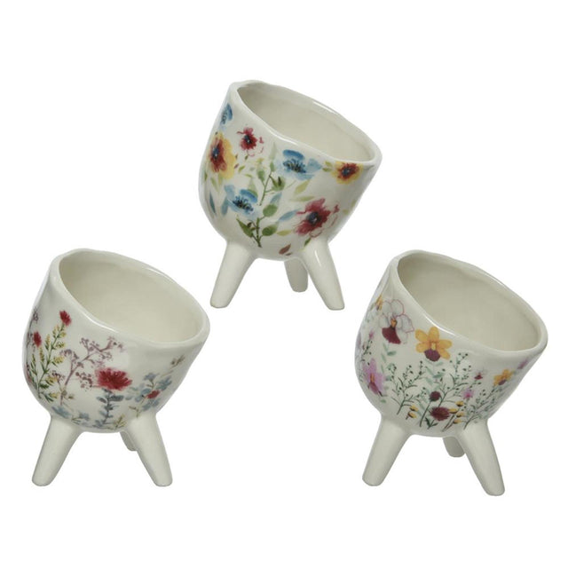 Vaso da fiori Decoris disegno floreale in dolomite 10x11,4x13,5 cm 3 disegni assortiti