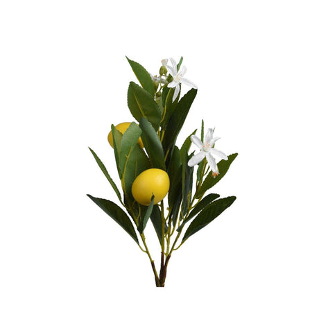 Decoris fiore artificiale limone con fiore in poliestere pe 23x10x56cm bianco giallo