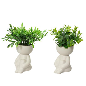 Decoris pianta artificiale a forma di corpo vaso plastica ceramica dia.5x16cm 2 assortiti