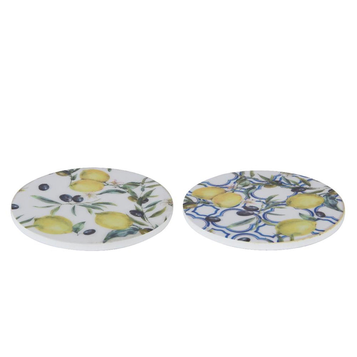 Decoris sottobicchiere limone mdf 4 pezzi diametro 10cm 2 assortiti