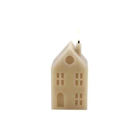 Casa portacandele LED Countryfield Lyon m beige 6,5x7,5x16 cm