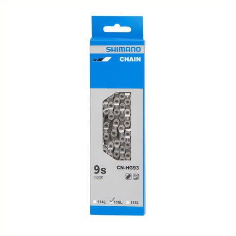 Collana Shimano HG93 9V - catena di biciclette resistenti durevoli, resistente alla corrosione per MTB Road - 116 Schakels - Black