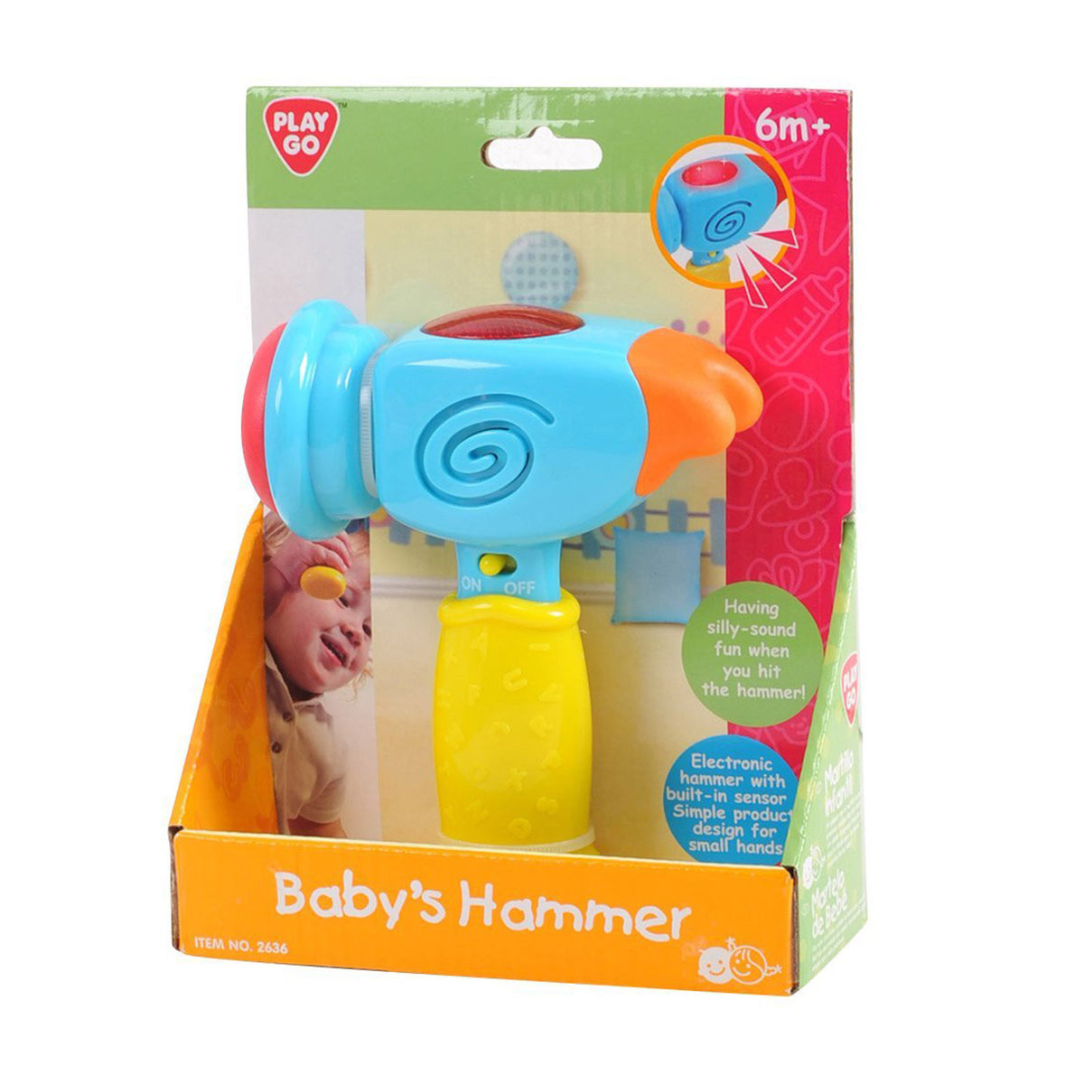 Martello giocattolo per bambini Playgo con luci e suoni - Capacità motorie.