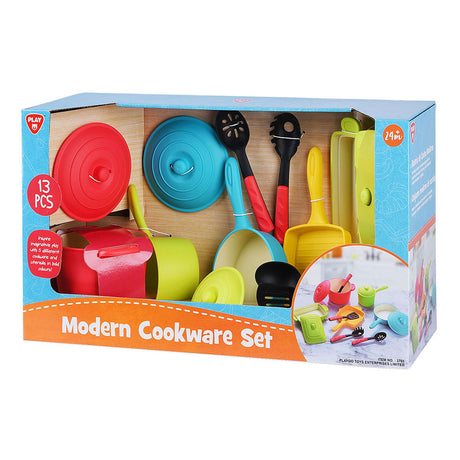 Set da gioco moderno Playgo, pentole e accessori da cucina - 13 pezzi.