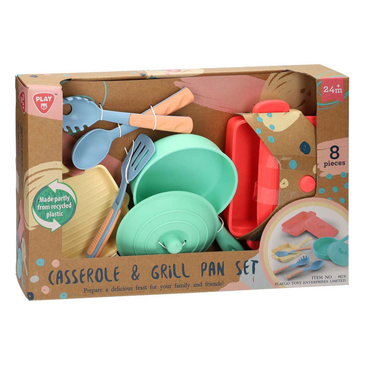 Set da gioco Playgo con padella e griglia - 8 pezzi.