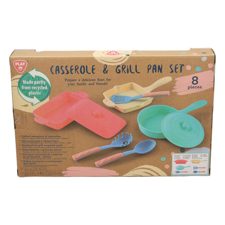 Set da gioco Playgo con padella e griglia - 8 pezzi.