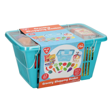 Cestino della spesa Playgo con set da gioco per la spesa - 23 pezzi.