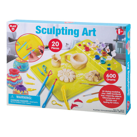 Set di argilla per scultura Playgo con vernice e accessori - 20 pz.