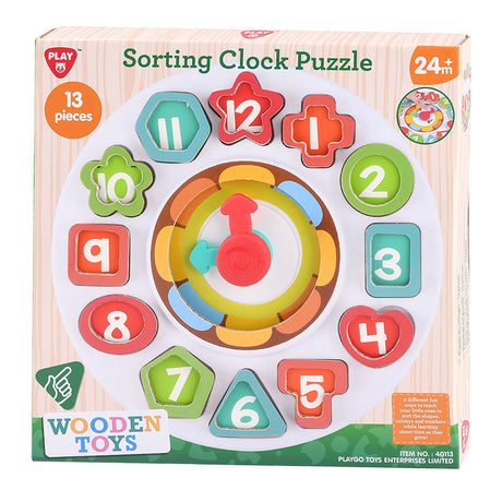 Formine per smistamento in legno Playgo - e orologio didattico - 13 pz.