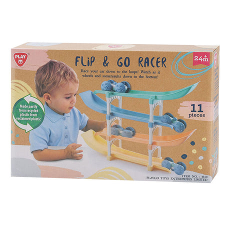 Pista da corsa per auto Playgo Flip and Go - 11 pz.