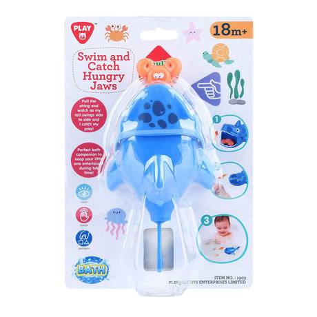 I giocattoli da bagno Playgo catturano e nuotano squalo affamato - 2 pezzi.