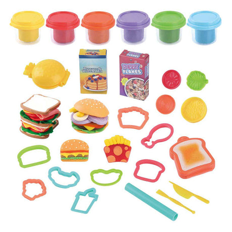 Set da gioco Playgo in argilla con pranzo e dolciumi - 6 vasetti di argilla colorata.