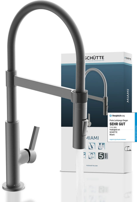 Rubinetto da cucina Schütte Miami design - miscelatore - con molla a spirale - grafite opaca