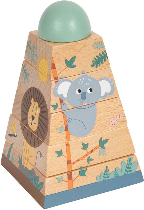 Small foot - Safari con torre impilabile, 6 pz.