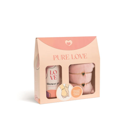 Source Balance Pure Love Set regalo da bagno gel doccia con 2 braccialetti dell'amicizia