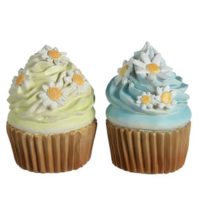Decoris statua decorativa cupcakes in poliresina 7x7x9cm 2 assortiti fatti a mano
