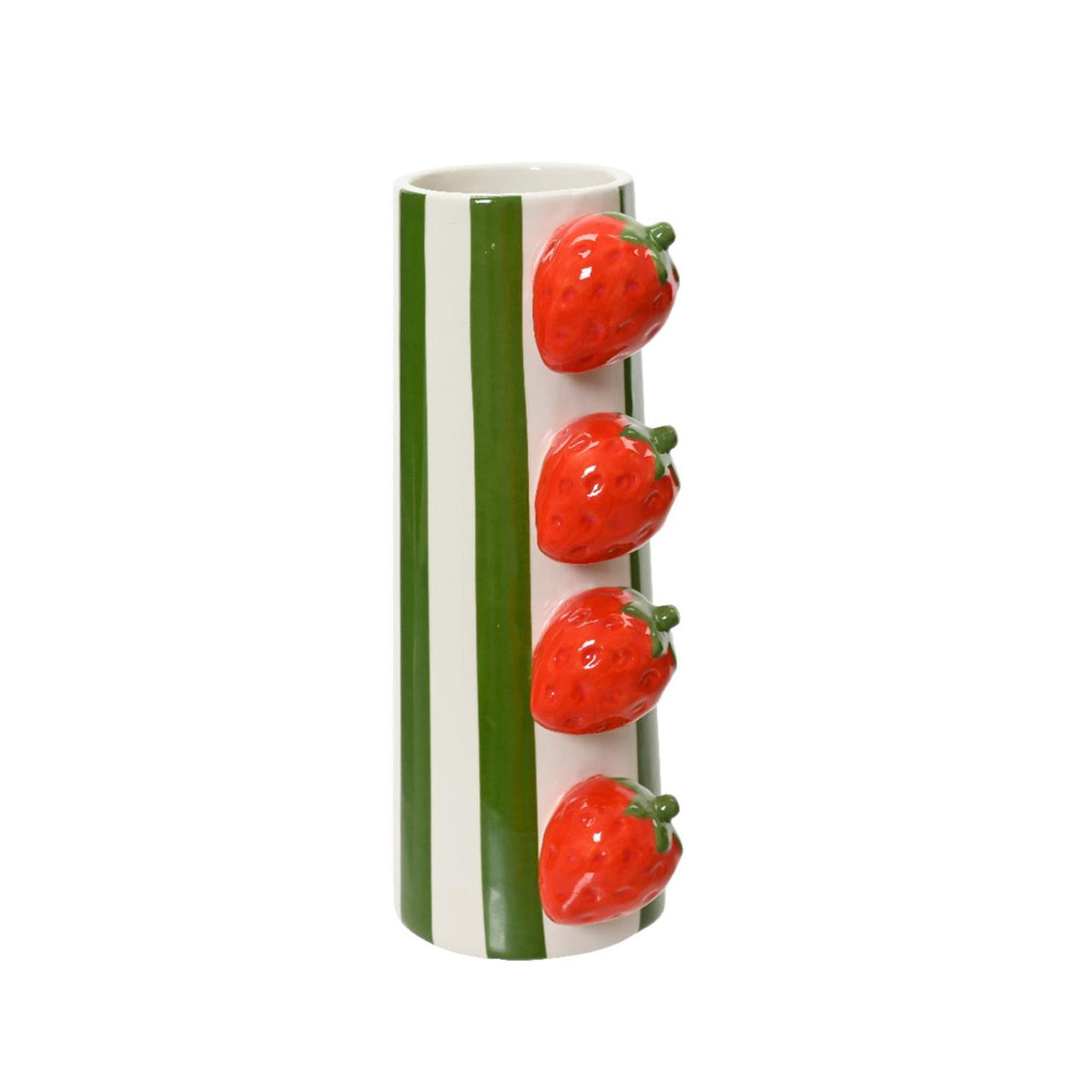 Vaso Decoris dolomite 10,5 cm x l.7,8 cm x h.20,7 cm striscia verde con fragole 3D