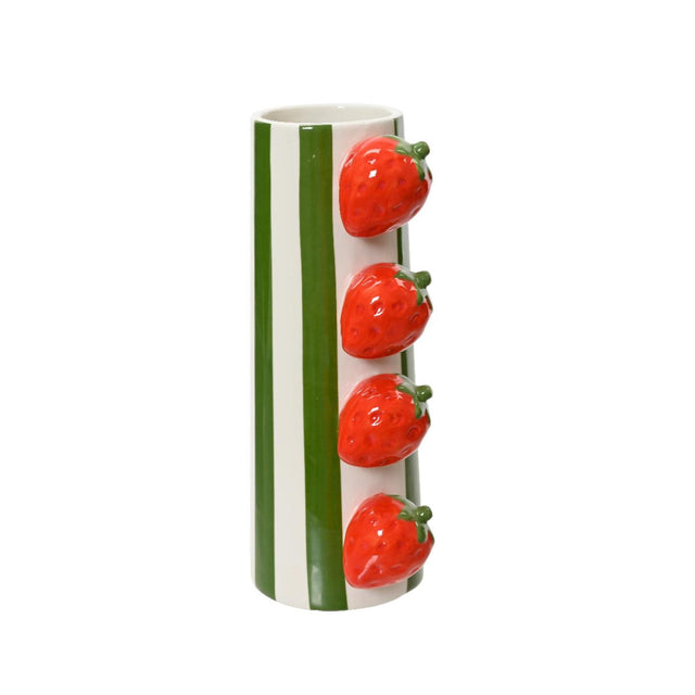 Vaso Decoris dolomite 10,5 cm x l.7,8 cm x h.20,7 cm striscia verde con fragole 3D