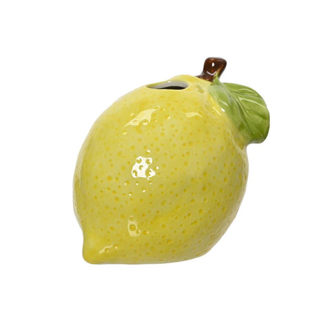 Vaso Decoris a forma di limone in porcellana 9,6x11,2x10,5 cm resistente all'acqua giallo