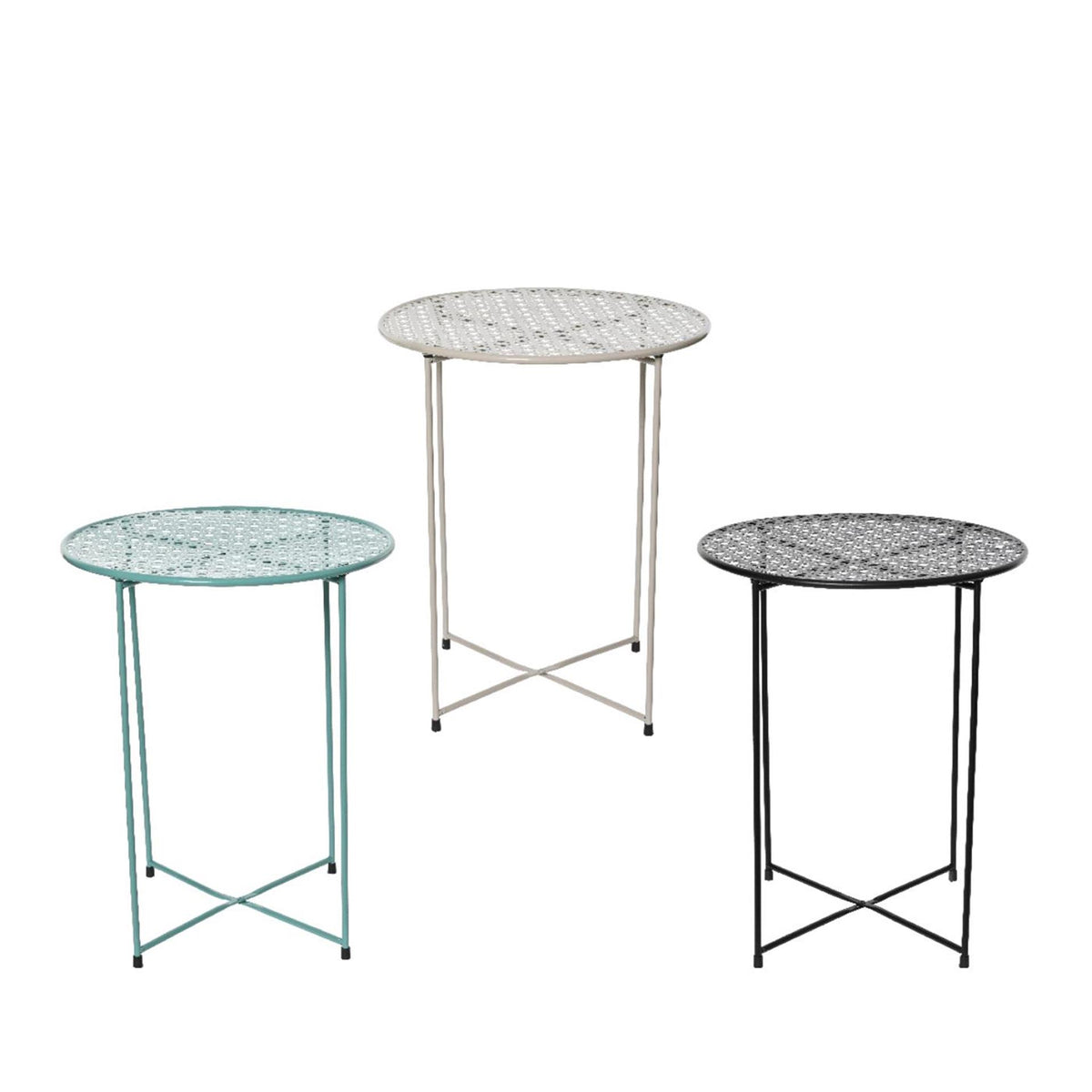 Tavolino Decoris in ferro da interni ø40cm x h.48cm - nero, beige o blu